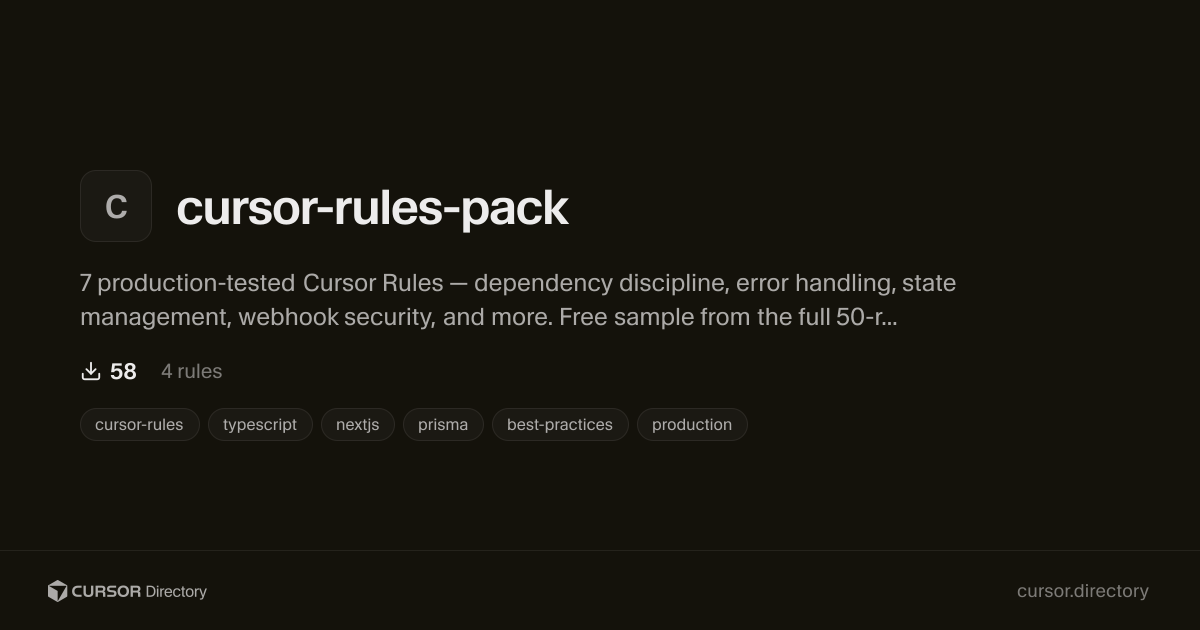 cursor-rules-pack | Cursor Directory | Cursor Directory