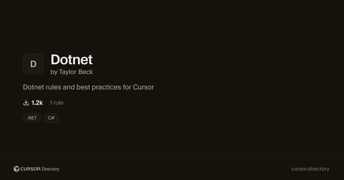 Dotnet | Cursor Directory | Cursor Directory