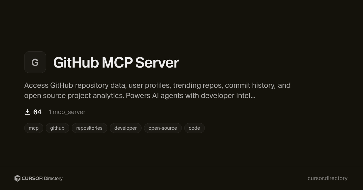 GitHub MCP Server | Cursor Directory | Cursor Directory