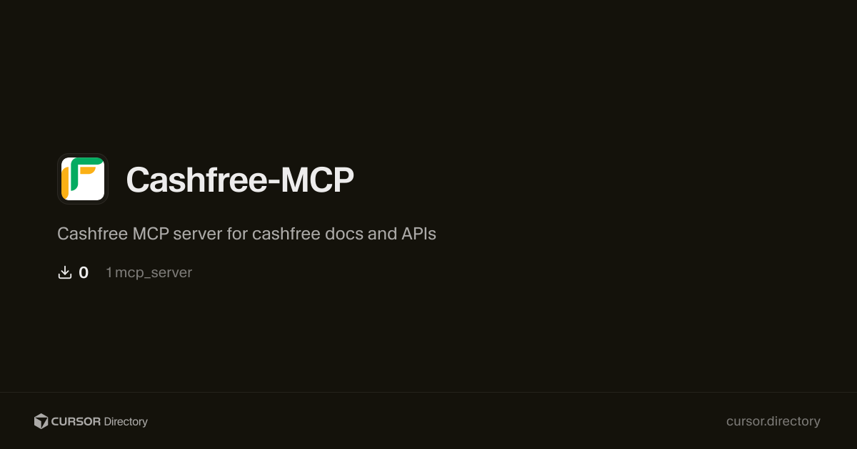 Cashfree-MCP | Cursor Directory | Cursor Directory