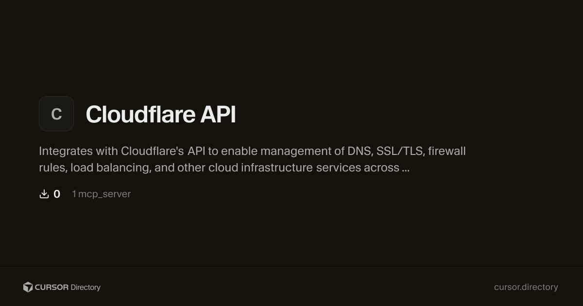 Cloudflare API | Cursor Directory | Cursor Directory