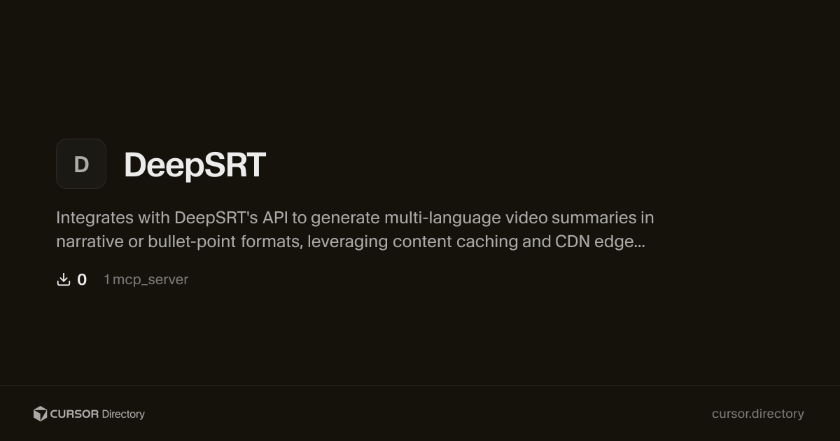 DeepSRT | Cursor Directory | Cursor Directory