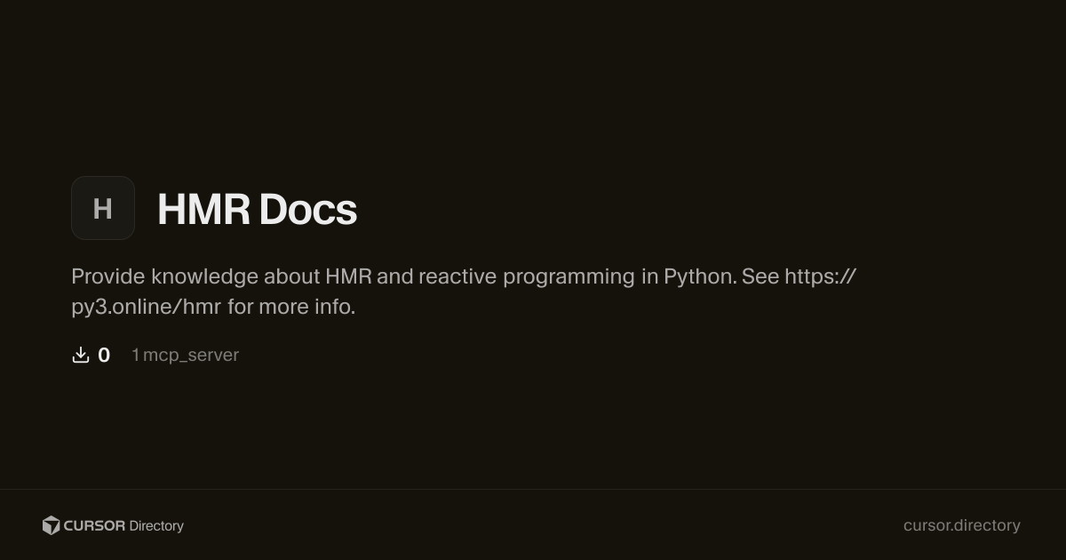 HMR Docs | Cursor Directory | Cursor Directory