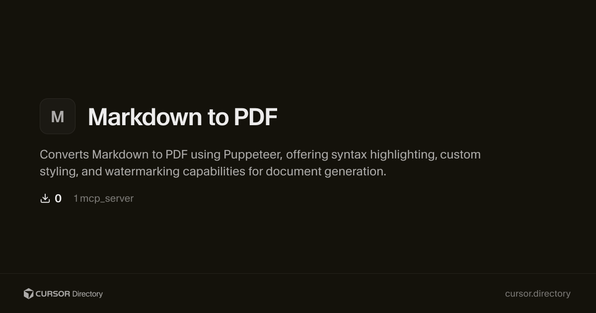 Markdown to PDF | Cursor Directory | Cursor Directory
