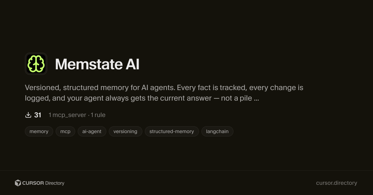 Memstate AI | Cursor Directory | Cursor Directory