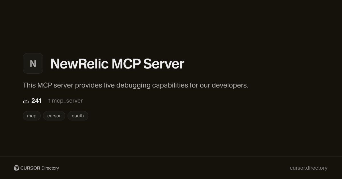 NewRelic MCP Server | Cursor Directory | Cursor Directory