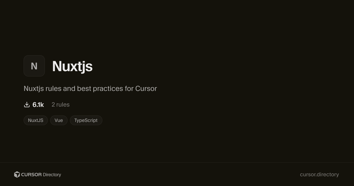 Nuxtjs | Cursor Directory | Cursor Directory