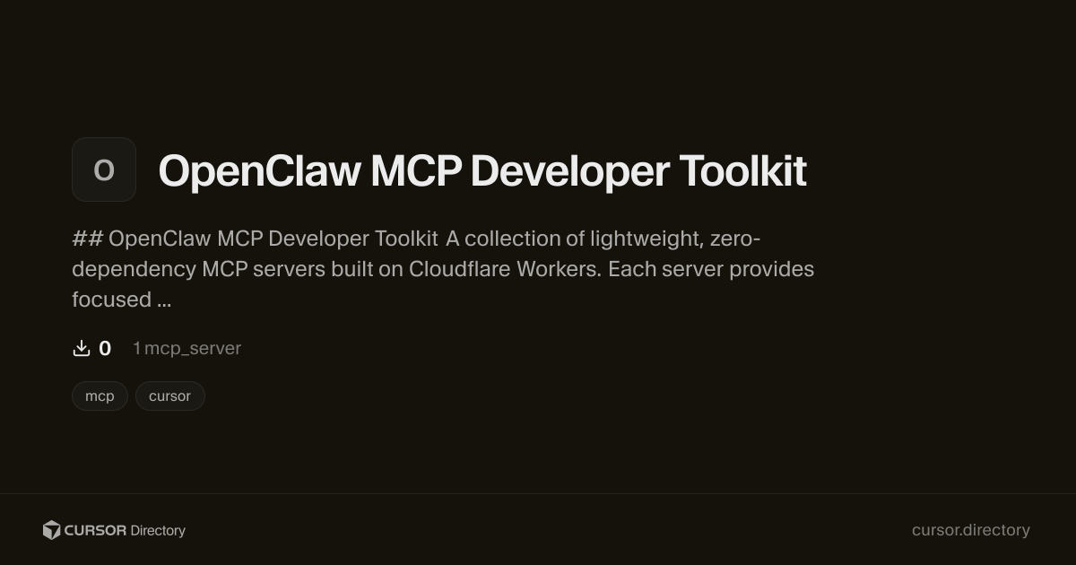 OpenClaw MCP Developer Toolkit | Cursor Directory | Cursor Directory