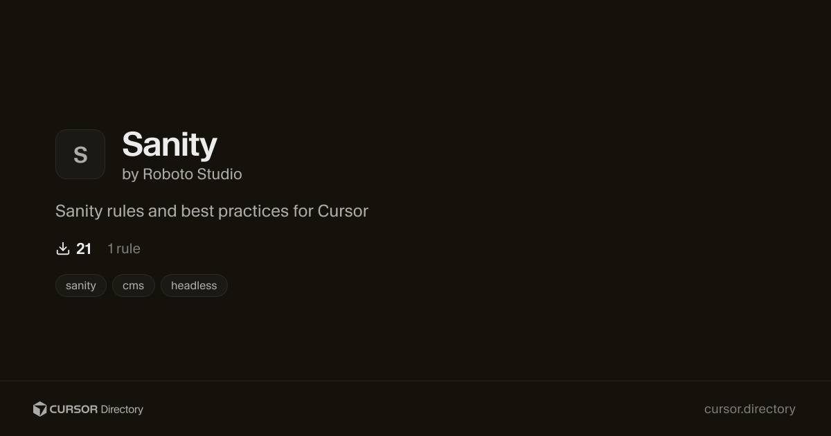 Sanity | Cursor Directory | Cursor Directory